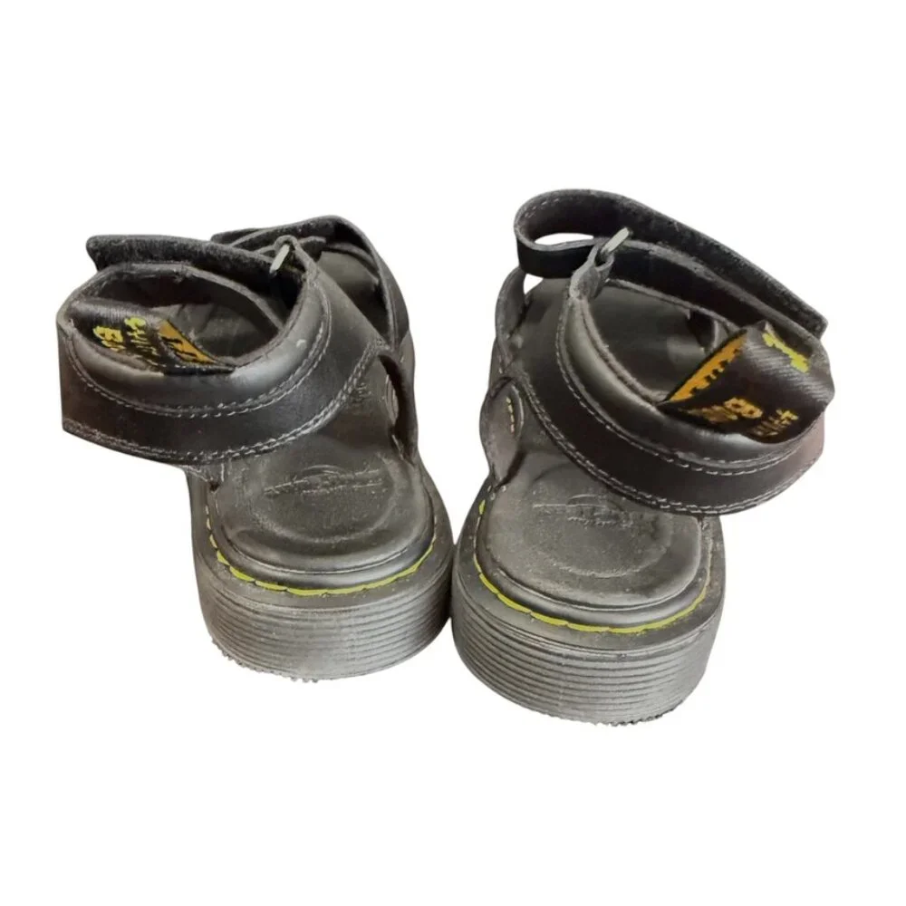 Dr Martens Junior Klaire Leather Strap Sandal Women 6‎ Black Lightweight Straps
